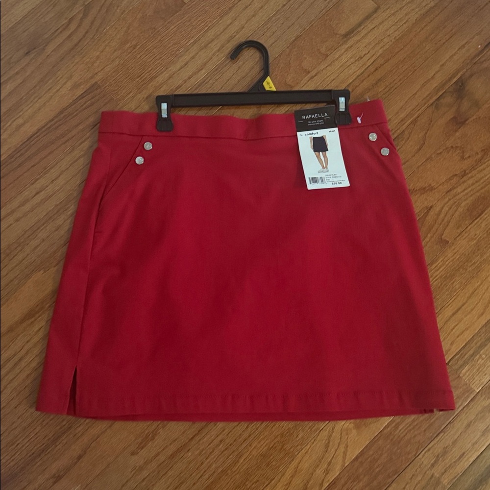 Rafaella Red Mini Skort with Silver Button Accents